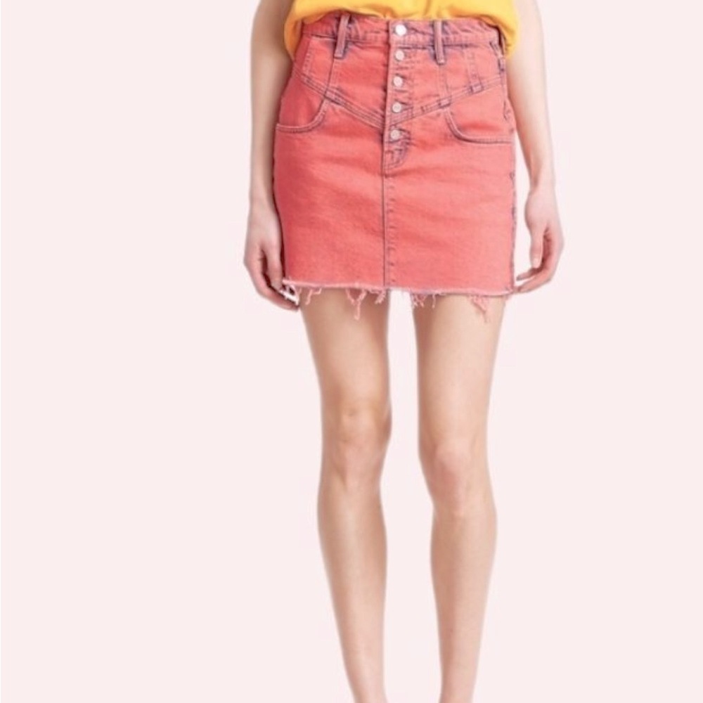 Mother Denim Jeans Mini Skirt Barbie Pink Acid Washed Bleached Barbiecore